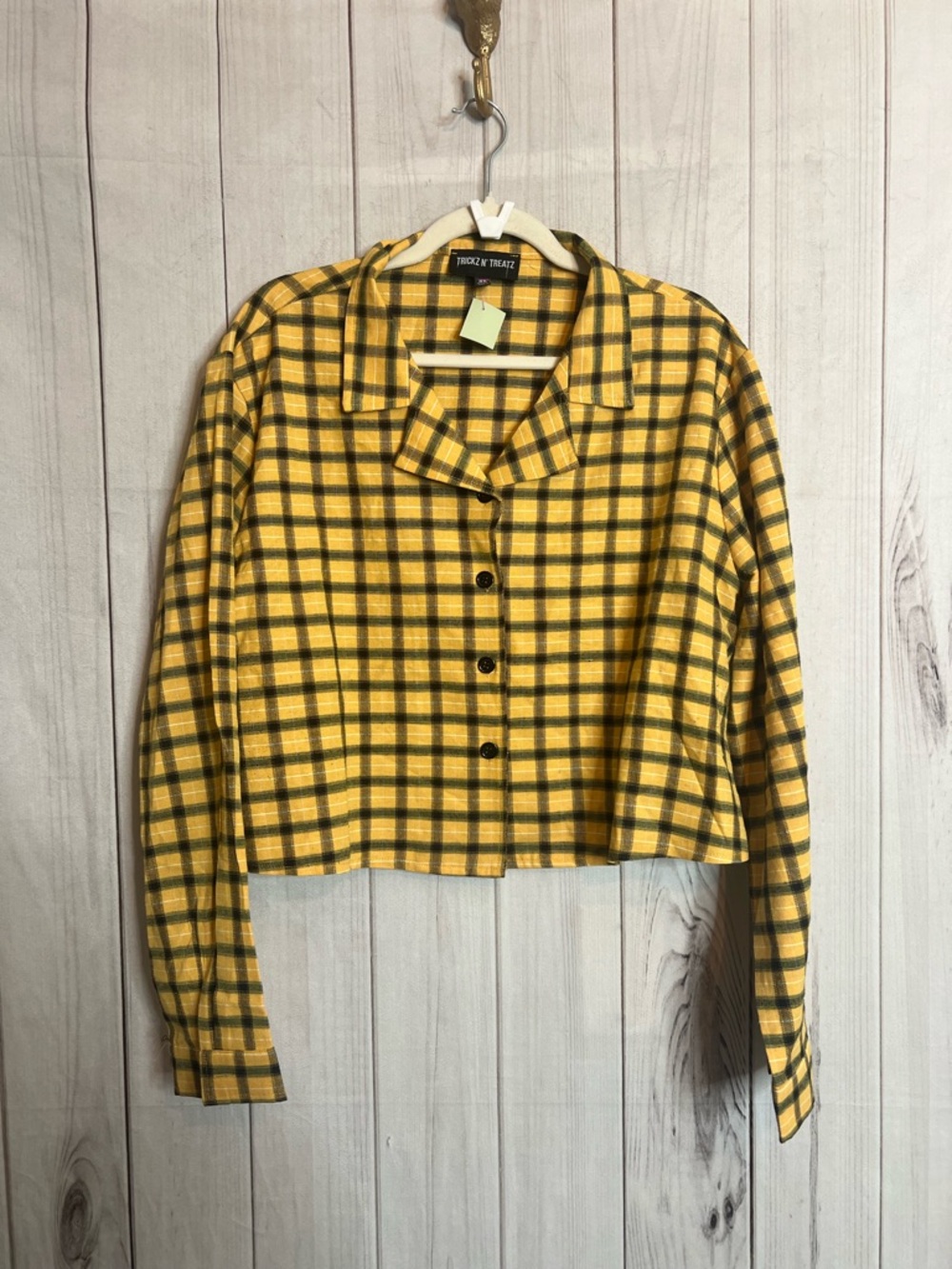 Yellow Plaid Button-Front 2 piece